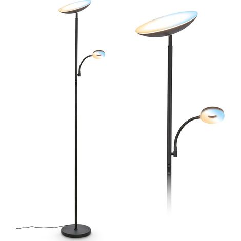 Briloner LED Stehlampe mit Lesearm Ø24x180 cm 21,4W 2660lm 3000K-6500K Warmweiß Bis Tageslichtweiß Stufenlos Dimmbar Schwarz - Deckenfluter Wohnzimmer Leselampe (1/5)