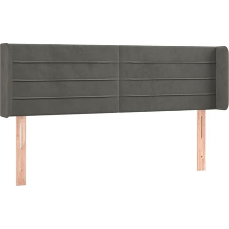 Testiera accessorio letto mobile camera da letto con bordo laterale 147 x 16 x 78/88 cm tessuto velluto grigio scuro TDL0205010