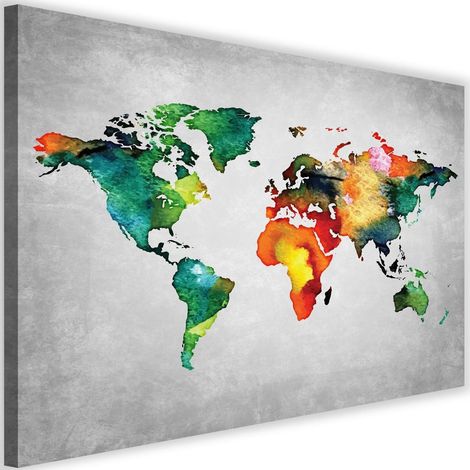 Tableau sur toile Carte du monde colorée 60x40 (1/5)