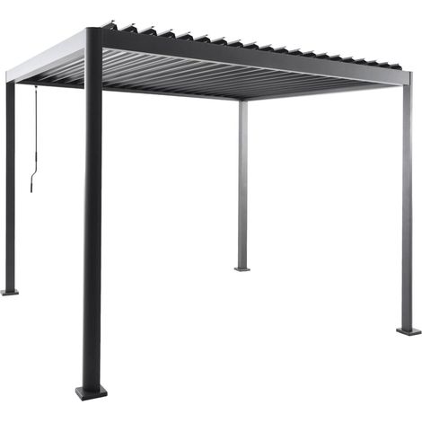 Louvered pergola with rounded legs aluminium 3x3m anthracite - Imperial