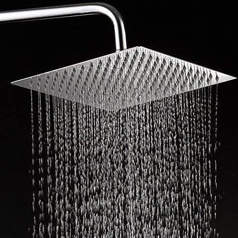 Square Chrome Stainless Steel Hand Shower, Booster Shower, Steam Room, Bathtub (25cm Square) (1/5)