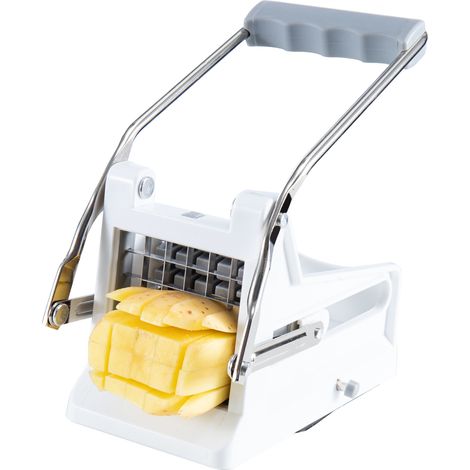 Potato Chipper, Cutter Slicer, Potato Fry Cutter, Stainless Steel Potato Slicer, Includes 2 Blade Size Cutter Options and No-Slip Suction Base, Perfect for use with Air Fryer (1/5)