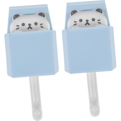 Lot de 2 crochets muraux en plastique forme chat pour vêtements et (1/5)