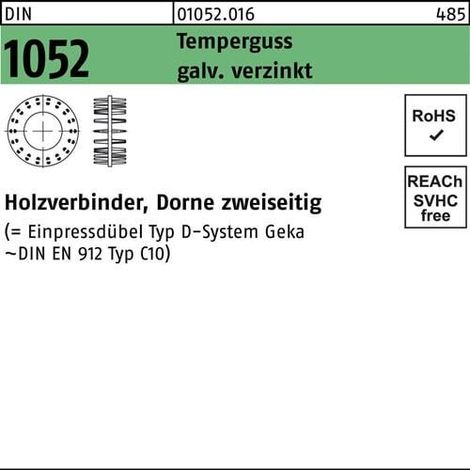 Connecteur bois DIN 1052 double face 95x64xM24 fonte malléable galv. 25p.