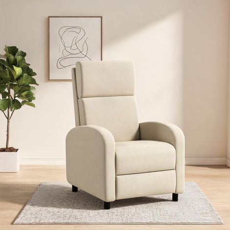 Fauteuil relax coloris cream blanc en polyester 86 x 64 x 102 cm (1/5)