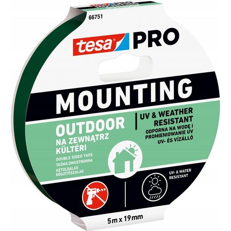 tesa PRO Montage-Schaumstoffklebeband für den Außenbereich 5 m x 19 mm (1/2)