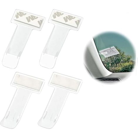 Lot de 4 supports de ticket de voiture transparents à clip pour permis de stationnement, porte-permis de stationnement, pare-vent, autocollants pour permis de stationnement (1/4)