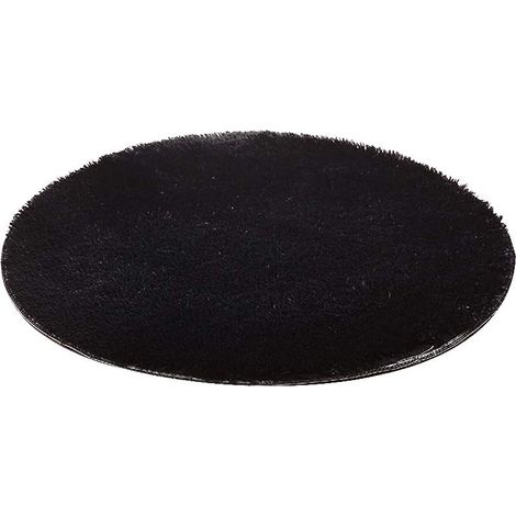 Rug peluche rond coussin, Belle fourrure chambre Rugs Home Decor accessoires doux plancher antidérapant (noir) (1/3)