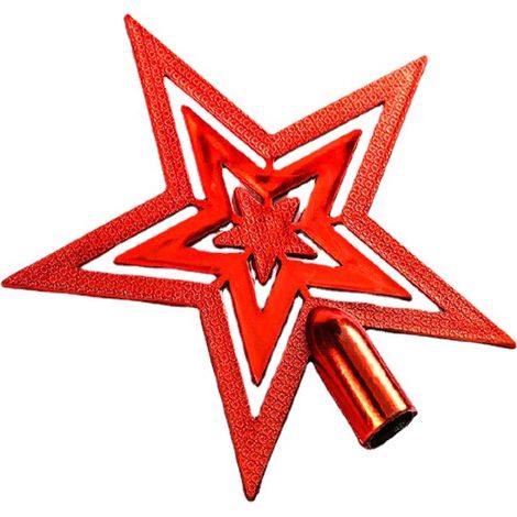 20 cm großer roter Stern als Weihnachtsbaumspitze aus Kunststoff, Weihnachtsbaumdekoration (1/5)