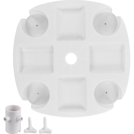 Plateau de Table pour Parasol de Plage, Plateau Rond Blanc avec 4 Porte-gobelets pour collation et Boisson,Parent (1/5)