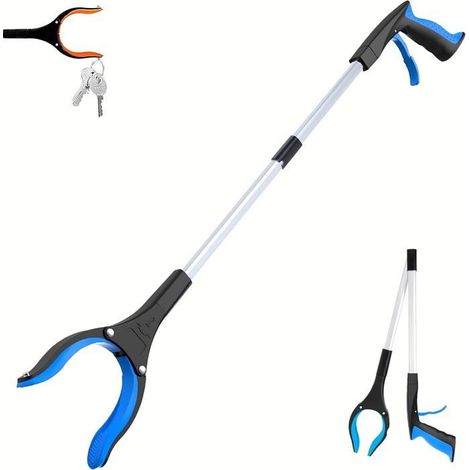 Pince déchets pliable 83 cm – Bleue, alliage aluminium – Multifonction – Aide préhension (1/4)