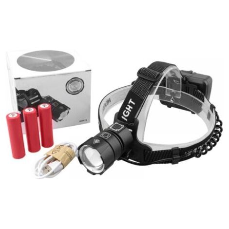 Lampe frontale rechargeable 300000 lumens, lampe frontale LED ultra lumineuse XHP90 avec fonction banque d'alimentation, lampe frontale tactique étanche zoomable 4 modes pour la chasse, la pêche (1/4)