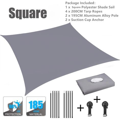 Auvent latéral extérieur (2 x 2 m, gris clair) pour véhicules de camping, adapté aux camping-cars, aux fourgons aménagés et aux SUV. (1/5)