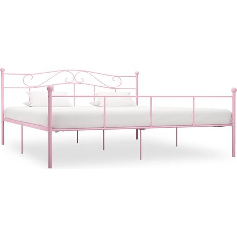 vidaXL Cadre de lit Rose Métal 200x200 cm (1/5)