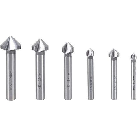 Foret à Fraiser 6 Pièces Fraise Metal Fraisoir Bois HSS Fraise à Chanfreiner 90 Degrés Fraise à Chanfreiner Metaux Chanfreiner Outil pour DIY Home et General Construction (1/5)