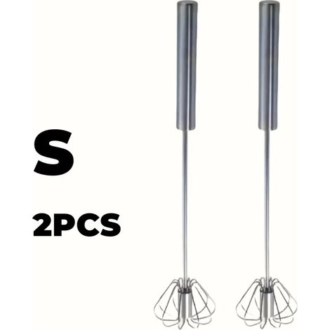 (Taille S, lot de 2) Batteur à œufs en acier inoxydable, mélangeur semi-automatique durable, idéal pour mélanger, remuer et battre les œufs. Convient pour la cuisine et la pâtisserie. (1/5)