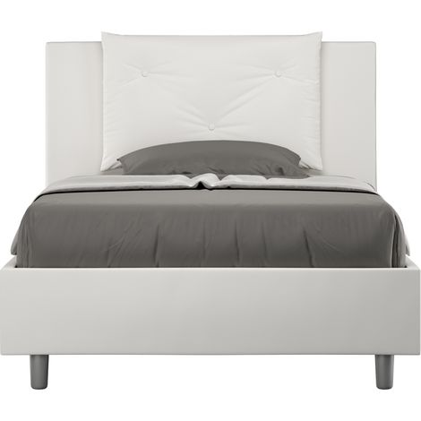 Letto 1 Piazza e Mezzo 120x190 cm con Rete e Contenitore Appia Bianco (1/5)