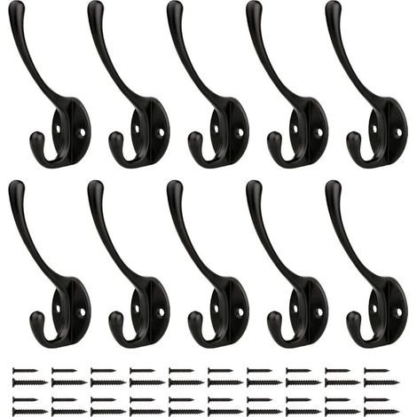 Patère Porte Manteau Mural Crochets Chapeau Crochets Muraux Robustes Avec Vis En Métal, Pour Cuisine Salle De Bains Chambre D'essayage （Noir 10 Pcs）