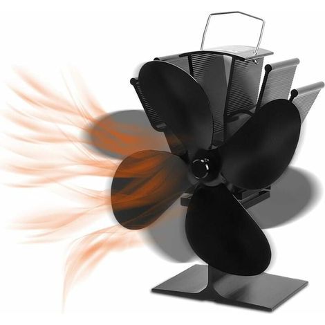 Ventilateur de Cheminée à Induction Thermique SKU03121 Ventilateur Thermique 4 Pales Noir (1/5)