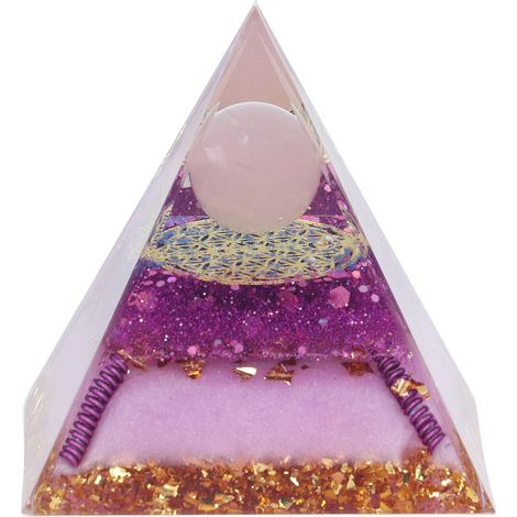 1 Pyramide Orgonite, Pierre Naturelle, Résine Époxy, Méditation, Décoration Bureau (1/5)