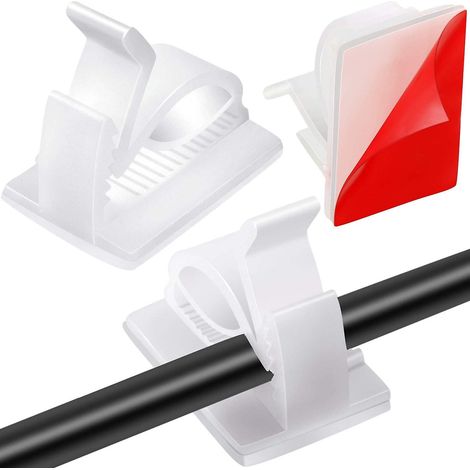 Lot de 60 mini clips adhésifs d'extérieur pour guirlandes lumineuses et décorations - Blanc (1/5)