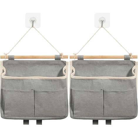 Lot de 2 sacs de rangement pour porte, à suspendre ou à accrocher. Organiseur mural avec compartiments et crochets, pliable, idéal pour la chambre, la salle de bain, le bureau ou la cuisine. Dimension (1/5)