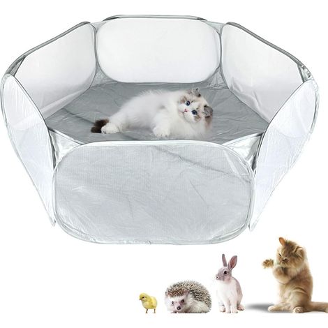 Parque de juegos portátil para animales pequeños, tienda de campaña plegable transparente para animales pequeños, tienda de ejercicio para mascotas (gatos, perros, chinchillas, erizos, conejos, hámste