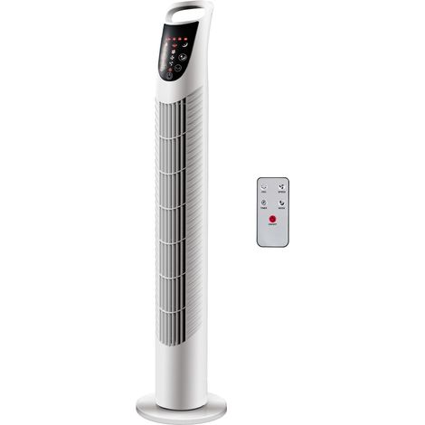 Ventilateur colonne, 3 vitesses, fonctionnement silencieux, minuterie, télécommande, 18 x 78,5 cm, blanc