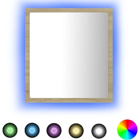 vidaXL Specchio da Bagno LED Rovere Sonoma 40x8,5x37 cm in