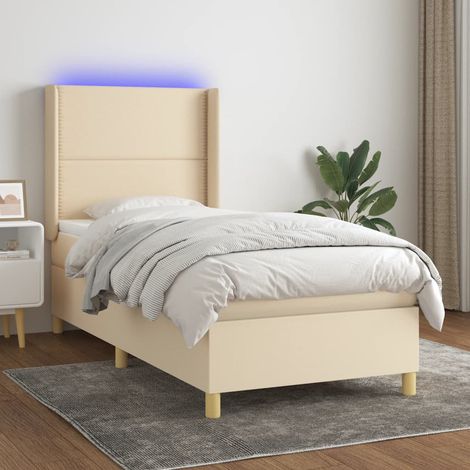 Boxspringbett mit Matratze & LED Creme 90x190 cm Stoff (1/5)