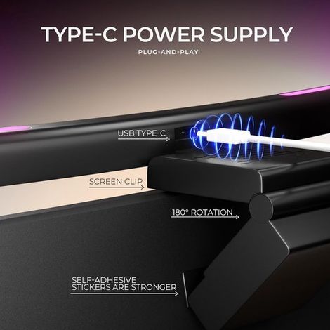 Barre lumineuse incurvée pour écran d'ordinateur, rétroéclairage RGB, éclairage d'écran protecteur pour les yeux, double mode d'éclairage avec minuterie tactile, accessoires de jeu, rayon de courbure (1/5)