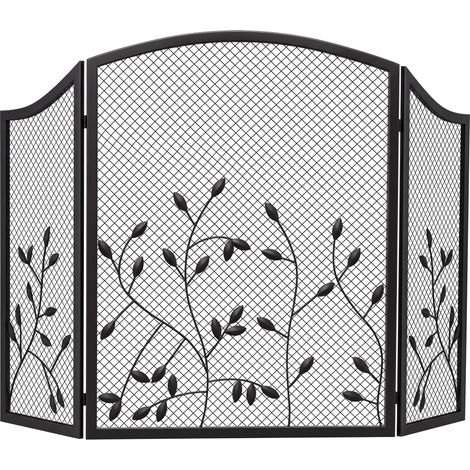 HOMCOM 3-Panel Folding Fireplace Screen for Protection, Black (1/5)