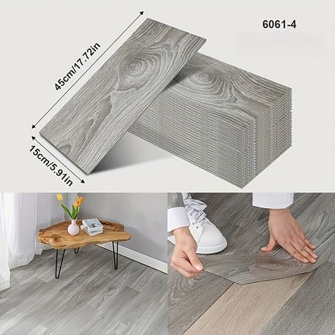 (Style 1, 10 pièces) Stickers de sol 3D auto-adhésifs, papier peint épais imitation bois, imperméables et résistants à l'usure (1/3)