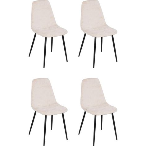 Lot de 4 Chaises en Chenille "Nokas" 86cm Beige
