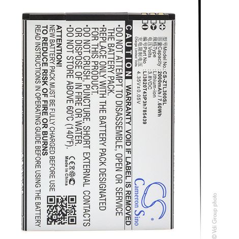 NX - Batterie téléphone, smartphone, GSM pour ZTE 3.8V 2000mAh - LI3820T43P3H785439 (1/3)