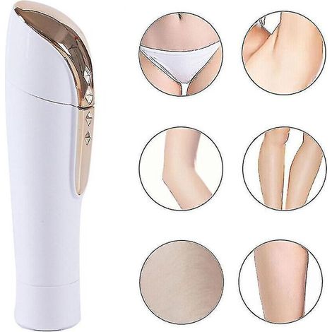 Épilateur portable indolore pour le visage, les sourcils et le corps, avec lumière et facile à nettoyer, couleur or. (1/5)