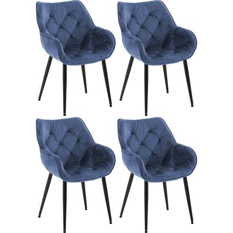 4er Set Stuhl Tanna Samt blau