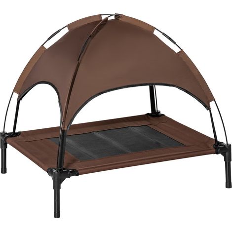 Cama Para Mascotas De Exterior Con Dosel, Cama Elevada Para Perros, Tela De Tafetán Transpirable, Café, 76X61X73Cm