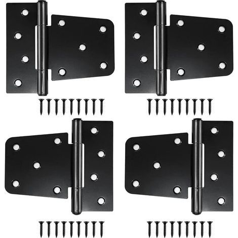 Charnières de Porte à Usage Intensif, Cabinet Porte Lourde Charnières, Charnières de Porte Plates, Noir (4 piezas) (1/5)