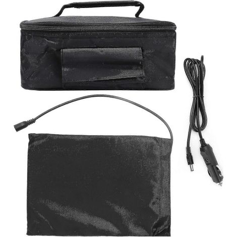 Four à micro-ondes portable 12 V pour voiture, boîte de cuisson rapide pour le camping, les voyages, les pique-niques et la préparation des repas, noir (1/4)