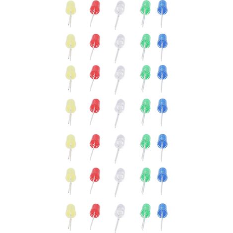 Lot de 1000 diodes électroluminescentes LED 5 couleurs rouge vert jaune bleu blanc 5mm rondes pour écran feux circulation éclairage vehicule (1/5)
