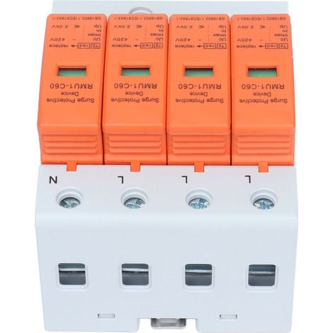 Parafoudre 4P rail DIN avec voyant AC 420V RMU1-C60 Imax 60kA protecteur surtension (1/5)