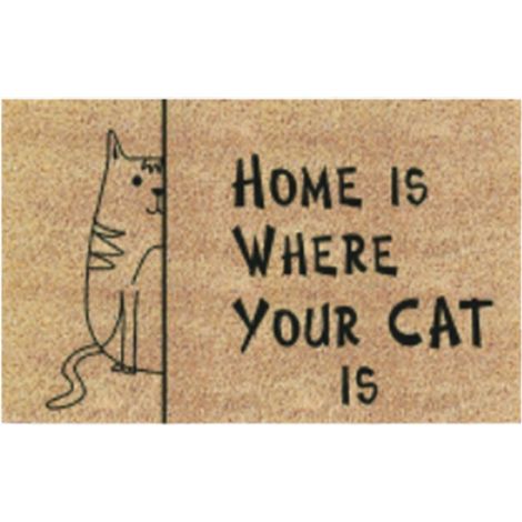 Zerbino tappeto in cocco con fondo in pvc antiscivolo 40x70 cm Home Is Where Your Cat Is