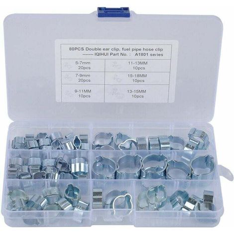 Package of 80 double-eared manguera abrazaderas galvanized for fuel and air. (1/4)