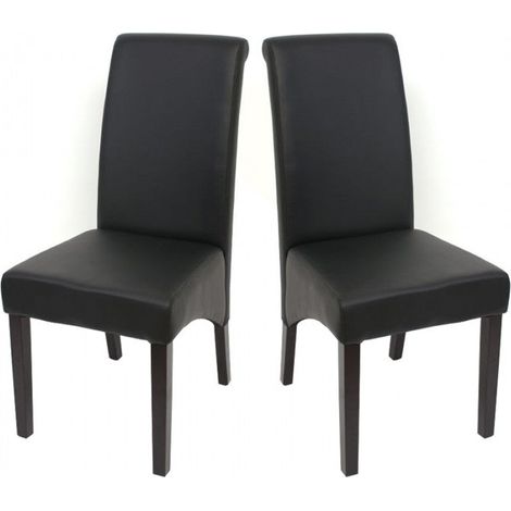 Juego de 2 sillas de comedor en sintético negro mate patas oscuras CDS04024 (1/4)