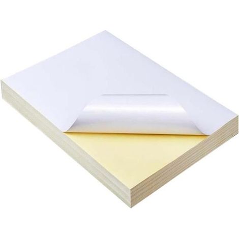 50 hojas de etiquetas autoadhesivas blancas impermeables tamaño A4, de papel brillante, aptas para impresoras de inyección de tinta y fotocopiadoras. (1/4)