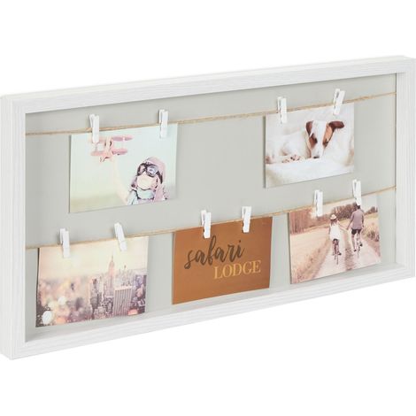 Portafoto da parete decorativo con cordini 32 x 62 x 3 cm per ricordi moderni in MDF naturale 130013214