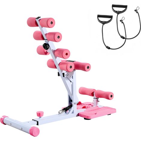 Mophorn Máquina ajustable para sentadillas profundas, equipada con 3 bandas de resistencia, ideal para entrenamiento de glúteos, diseño plegable en rosa y blanco, soporta 136 kg, 800 x 400 x 760 mm (1/5)