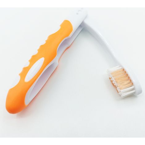 Ce kit de brosses à dents de voyage comprend 5 brosses à dents pliables, idéales pour les voyages, le camping et les activités de plein air. (couleur orange) (1/5)