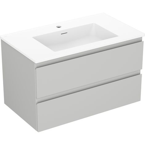Mexen Orio Badschrank 80 cm mit Waschbecken Otis, 2 Schubladen, grau matt/weiß matt - 91A10-08047-2-BFF62-W18M01 (1/5)